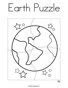 the earth puzzle worksheet for kids to learn how to draw and color it