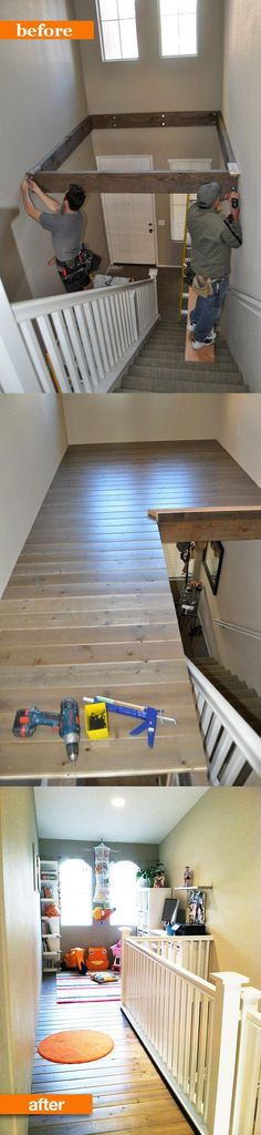 multiple shots of the inside of a house, including stairs and an escalator