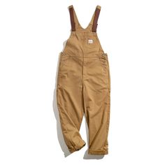 Olivia Mark - Vintage Workwear Khaki Suspender Pants by AmeKaJi - Stylish Reproduction Canvas Overall Trousers Mens Jumpsuit, Khaki Overalls, Celana Kargo, Sweat Vintage, Cargo Work Pants, Overalls Men, Workwear Vintage, Pants Baggy, Look Retro