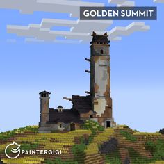 the golden summit is shown in this minecraft project, and it looks like an old castle