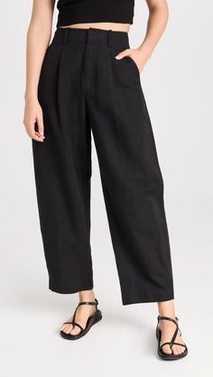 Apiece Apart Bari Crop Trousers | Shopbop Cropped Trousers Outfit, Safari Outfit, Cropped Wide Leg Trousers, Crop Trousers, Black Wardrobe, Trouser Outfit, Practice Outfits, Apiece Apart, Perfect Wardrobe