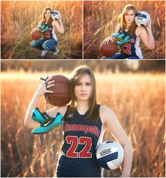 a woman holding a basketball in her right hand and posing for the camera with other photos