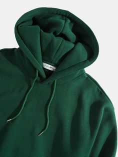 Mens Green Long Sleeve Drawstring Hoodies with Kangaroo Pocket – MRSLM Outdoorsy Men, Green Hoodie Men, Solid Hoodie, Cyberpunk Fashion, Kangaroo Pocket Hoodie, Green Hoodie, Green Long Sleeve, Black N White, Men's Wardrobe