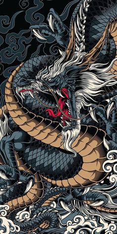 Dragon Tattoo Art, Tattoo Japanese, Dragon Wallpaper Iphone, Japanese Wallpaper Iphone, Japanese Pop Art, Samurai Wallpaper, Graffiti Wallpaper Iphone, Japanese Art Prints, Seni Dan Kraf