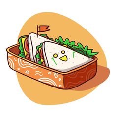 an illustration of a sandwich in a box