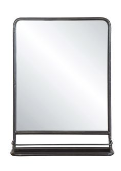 a black metal frame mirror on a white background