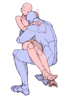 a drawing of two people hugging each other