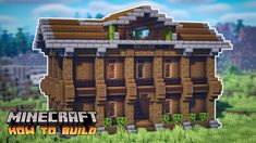 an image of a house made out of wood in minecraft with the words how to build on it