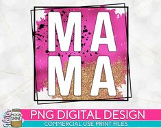 a pink and gold print with the word ma on it