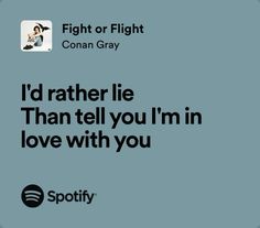 an ad for spotify with the words i'd rather lie than tell you'm in love with you