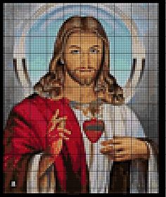 the image of jesus is made up of many different colors and sizes, including red