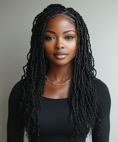 Stunning Curly Bliss Knotless Braids for Playful Style 🌺 Messy Boho Knotless Braids, Dreamy Braids, Knotless Bohemian Box Braids, Boho Braids Knotless, Medium Boho Knotless Braids, Knotless Twists, Braids Hairstyles Ideas, Micro Braids Styles, Boho Box Braids