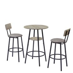 three stools and a table on a white background