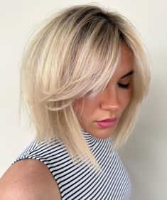 30 Alluring Ways to Style Blunt Bob with Bangs in 2023 One Length Bob With Bangs, Blonde Lob Hair, One Length Bob, Blond Pony, Lob Bob, Bobs With Bangs, Fine Hair Bangs, Blonde Bob With Bangs, Short Blonde Bobs