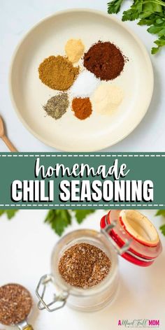 homemade chili seasoning recipe on a white plate