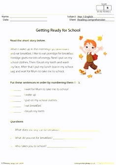 the worksheet for getting ready for school, with an image of a boy running