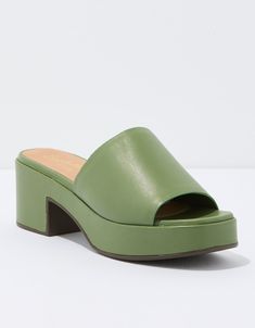 Suede leather upper & lining/Slide silhouette with open toe/Cushioned insole/Rubber sole with nonskid marking/Not eligible for promotions | Only ships within the USA Y2k Sandals, Swamp Witch, Sandals Vintage, Green Y2k, Green Sandals, 2024 Style, Engagement Outfits, Clothes Shopping, Soft Summer