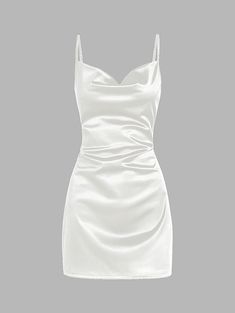 Vegas Dress, Vegas Dresses, Satin Cocktail Dress, Mini Slip, Black Cocktail Dress, Types Of Dresses, Mini Dresses, Spaghetti Strap Dresses, White Mini Dress