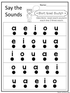 a printable worksheet with the words say the sounds