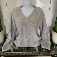 Super Comfy And Cozy - Perfects For Winter & Spring Weather! Comfortable V-neck Fall Tops, H&m Knit V-neck Top, Cozy Relaxed Fit V-neck Sweater, Cozy Fit V-neck Sweater, Cozy H&m Tops For Fall, Cozy Gray V-neck Top, Cozy V-neck Tops, H&m Cozy Knit Tops, Cozy Knit Tops By H&m