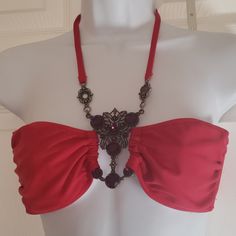 Never Worn Small Size Jewels With Purple Beads Can Be Wear With Pads Or Without Pads Pads Included Elegant Red Halter Top For Party, Fitted Beaded Swimwear For Party, Red Triangle Halter Top For Party, Pink Sweets, Gyaru Fashion, Festival Looks, Womens Swim, Fashion Inspo