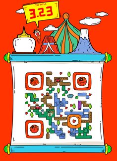 an image of a qr code on a red background with the word e3e above it