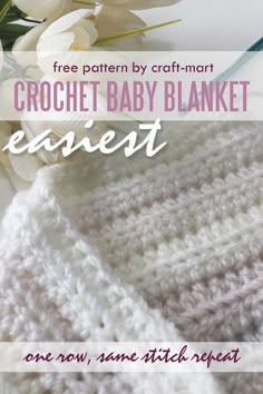 crochet baby blanket with text overlay that reads, free pattern by craft - mart