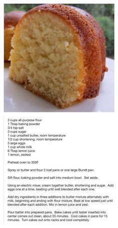 the recipe for a cake is shown with information about it