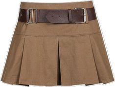 High Waisted Short Skirt, Short Pollera, Skirt With Belt, High Waisted Pleated Skirt, Khaki Skirt, Micro Skirt, Denim Skirt Women, Belted Shorts, Casual Skirt