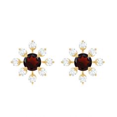 Product Details Enhance your style effortlessly with these exquisite Stud Earrings, boasting a beautiful design and undeniable elegance. Sparkling with the brilliance of Round Shape Garnet and Diamond stones in a prong setting, they exude charm and sophistication. Consider these Flower Earrings as a thoughtful birthday present for your beloved, guaranteed to bring joy and delight. Product Information SKU SHP-EARRINGS0621113501 Length 10.7 mm Width 10.7 mm Height 3.5 mm Weight 1.20 gm (Approximat Flower Stud Earrings, Flower Stud, Diamond Flower, Flower Earrings Studs, Flower Studs, Birthday Present, Diamond Stone, Birthday Presents, Flower Earrings