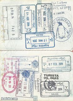 two passport stamps are shown on top of each other