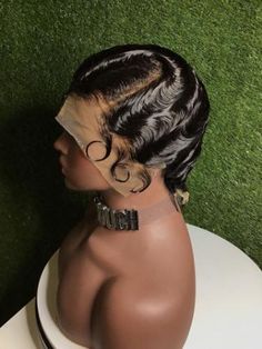 Short Black Bob Finger Wave Pixie Cut L part Lace Front Human Hair Wig For Women, #AD, ##Women, #advertisement, #Wig, #Hair, #Human Finger Waves Short Hair, Short Cut Wigs, Finger Wave Hair, Finger Wave, Brazilian Hair Wigs, Lace Fronts, Boutique Wholesale, Finger Waves, Hair Wigs For Women