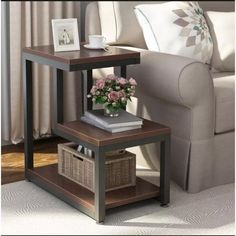 a living room scene with focus on the end table