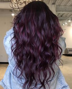 Balayage Plum Hair, Wine Hair Color Burgundy Purple, Long Plum Hair, Black Plum Hair Color Deep Purple, Dark Brown Hair With Red Violet Balayage, Black With Burgundy Hair, New Hair Colour 2023, Hair Color Plum Burgundy, Wine Purple Hair Color