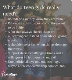 three girls talking to each other with the words what do teen girls really need?