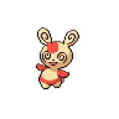 the pixel art is very cute and it looks like an animal with a bow on its head