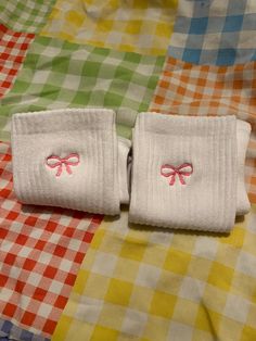 Embroidered pink bow socks. 2 pairs per pack.  One size fits all.  Fast dispatch and shipping.  Viral tiktok pink bow trend socks. Rose Tiktok, Bow Trend, Bow Socks, Trend Tiktok, I Love Pink, Lana Del Rey Vinyl, Bow Bow, Girl Dinner, Pink Bows