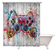 PRICES MAY VARY. Size: 72"x72" Material: Polyester Fabric Shower Curtain Packaged: 1 Piece Shower Curtain & 12 White Hooks Feature: Waterproof, Non-fading Bright and Vivid Colors, Easy to Clean Decorative: This shower curtain can be used as window curtains, tapestry, wall decor, wallpapers, to decor your bathroom, living room, bedroom, home, party, hotel, cafe Size:72"x72"
Material: 100% Polyester
Feature: 
High definition picture prints on 100% polyester fabric
with bright and vivid color, easy Gaming Bathroom, Boys Shower Curtain Teenage, Colorful Kids Bathroom Overstock, Kids Bathroom Shower, Kids Bathroom Shower Curtain, Teen Boy Bathroom, Dorm Room Curtains, Boy Bathroom Shower Curtain Funny, Boys Bathroom Decor