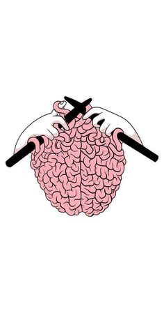 two hands holding a pink brain with scissors in it