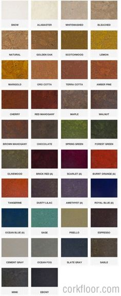 the color chart for different types of paint