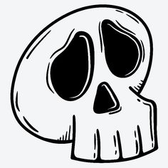 a black and white drawing of a skull