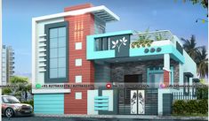 this is an image of a modern style house in the philippines, with red and blue accents