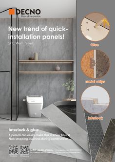 an advertisement for a new trend of quick installation panels in the bathroom and toilet area