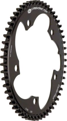 an image of a bicycle chainring on a white background with the words carbon drive