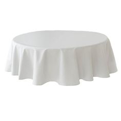 a white table cloth with ruffles on the top and bottom is shown in front of a white background