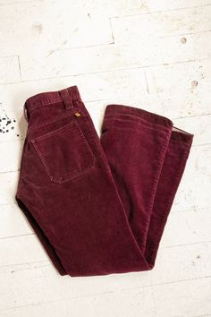 1970s Cords Corduroy Pants Burgundy 27" x 30" Burgundy Cotton Bottoms For Fall, Corduroy Trousers, Burgundy Cotton Jeans For Fall, Red Cordoury Pants, Vintage Straight Leg Corduroy Bottoms, Burgundy Straight Leg Cotton Bottoms, Burgundy Courdoroy Pants, Vintage High-waist Corduroy Pants, Burgundy Straight Leg Cotton Jeans