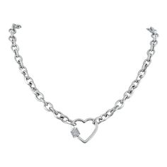 Stainless Steel Oval Link Chain Heart Carabiner Pave Crystal Lock Pendant Heart Carabiner, Heart Earrings Silver, Lock Pendant, Chain Heart, Expensive Jewelry Luxury, Choker Style Necklace, Cute Tattoos For Women, Jewelry Luxury, Girly Accessories