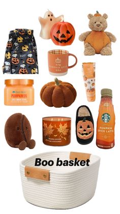 various items that include pumpkins, candles and other things