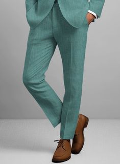 Easily dial up the style factor for any special occasion or business rendezvous with our standout choice: the Stylbiella Spring Green Linen Suit.  Tailored with top-tier  linen, our suit, with a  striking green hue  and textured finish, ensures you make a memorable impression while its versatility allows you to adapt seamlessly throughout the day. Revamp your wardrobe with this exquisitely empowering suit that exudes confidence and elegance.     Discover the Stylbiella Expedition Collection:  Th Green Linen Suit, Green Linen Pants, Pants Tailored, Italian Suit, Exude Confidence, Linen Suits, Tweed Suits, Linen Suit, Spring Green