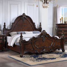 a bedroom scene with focus on the bed and dresser